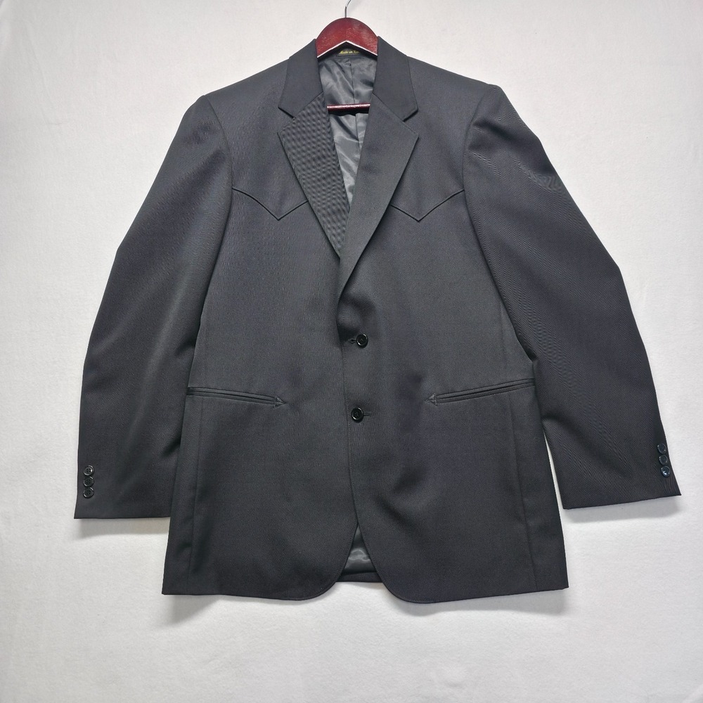 Circle S Men's Black 2 Button Western Wool Blend Blazer Size 42L